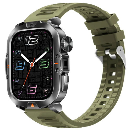 V17 Smart Watch Bluetooth-compatible Call Health Monitor Multi-Sport Tracker IP68 Waterproof Smartwatch, Silicone Strap - Green - 1
