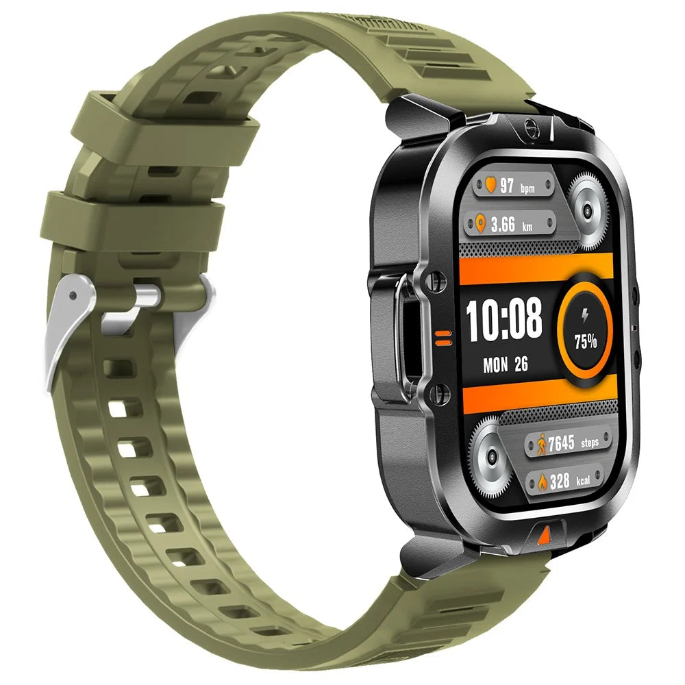 V17 Smart Watch Bluetooth-compatible Call Health Monitor Multi-Sport Tracker IP68 Waterproof Smartwatch, Silicone Strap - Green - 3