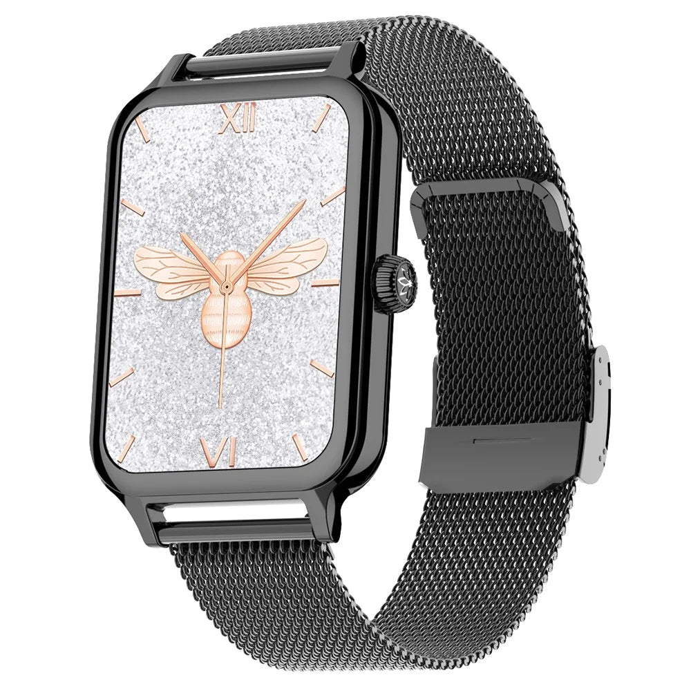 DTV1 1.74 inch AMOLED Display Smart Watch Bluetooth-compatible Call Fitness Tracker Smartwatch with Steel  /  Silicone Strap - Black - 2