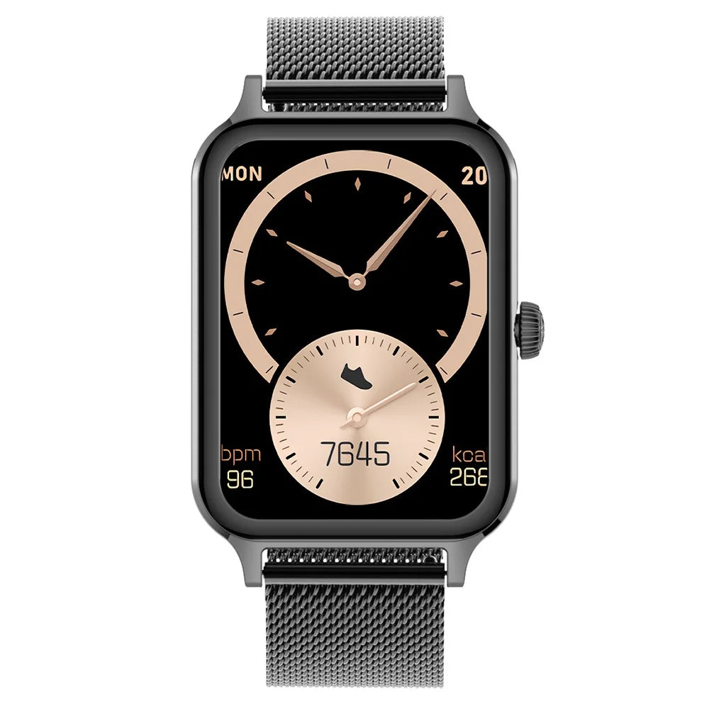DTV1 1.74 inch AMOLED Display Smart Watch Bluetooth-compatible Call Fitness Tracker Smartwatch with Steel  /  Silicone Strap - Black - 4