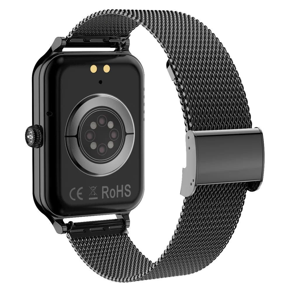 DTV1 1.74 inch AMOLED Display Smart Watch Bluetooth-compatible Call Fitness Tracker Smartwatch with Steel  /  Silicone Strap - Black - 6
