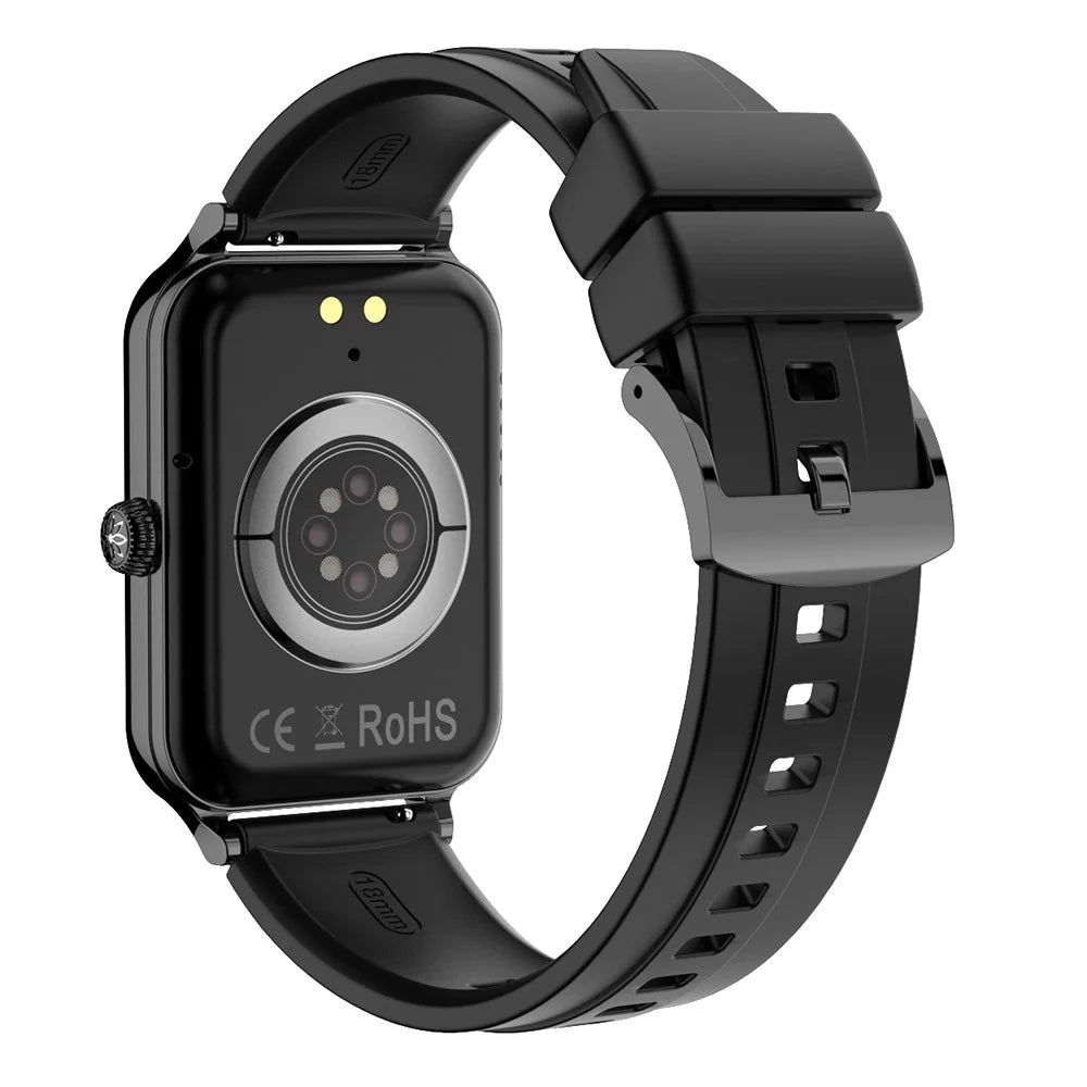 DTV1 1.74 inch AMOLED Display Smart Watch Bluetooth-compatible Call Fitness Tracker Smartwatch with Steel  /  Silicone Strap - Black - 7