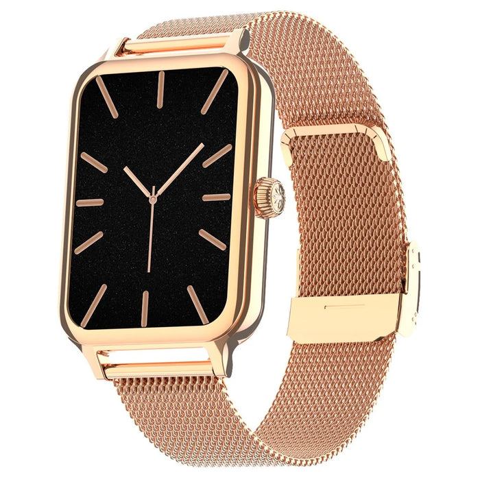 DTV1 1.74 inch AMOLED Display Smart Watch Bluetooth-compatible Call Fitness Tracker Smartwatch with Steel  /  Silicone Strap - Gold - 2