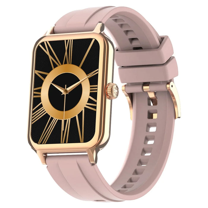 DTV1 1.74 inch AMOLED Display Smart Watch Bluetooth-compatible Call Fitness Tracker Smartwatch with Steel  /  Silicone Strap - Gold - 3