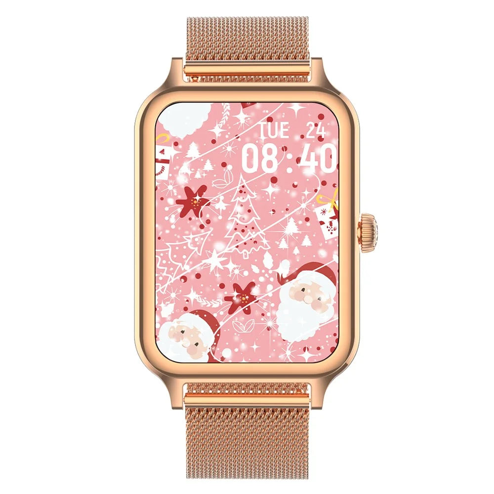 DTV1 1.74 inch AMOLED Display Smart Watch Bluetooth-compatible Call Fitness Tracker Smartwatch with Steel  /  Silicone Strap - Gold - 4
