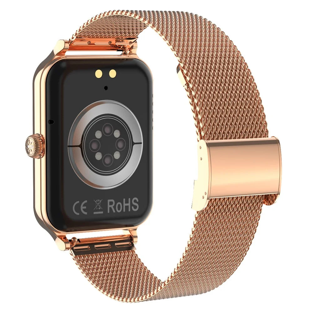 DTV1 1.74 inch AMOLED Display Smart Watch Bluetooth-compatible Call Fitness Tracker Smartwatch with Steel  /  Silicone Strap - Gold - 6
