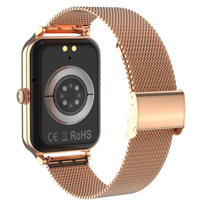 DTV1 1.74 inch AMOLED Display Smart Watch Bluetooth-compatible Call Fitness Tracker Smartwatch with Steel  /  Silicone Strap - Gold - 6