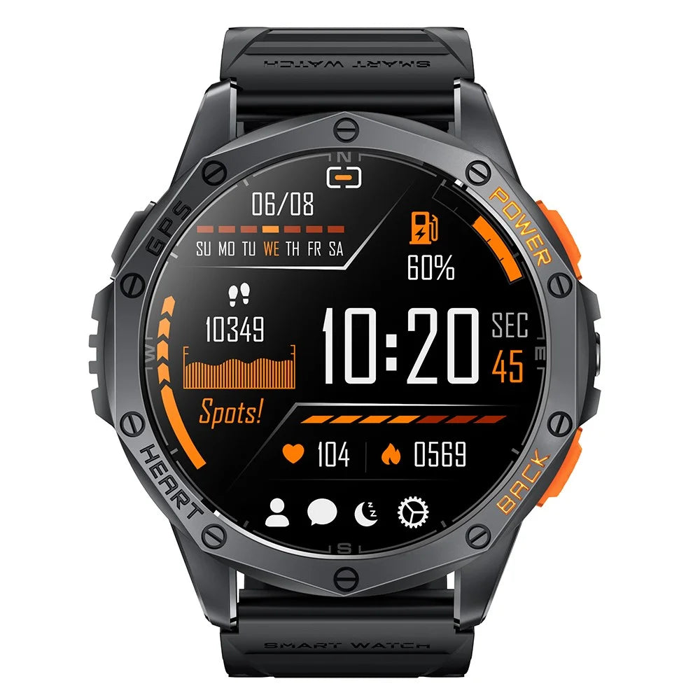 K67 GPS Smart Watch with Flashlight 1.43-inch AMOLED Screen Fitness Tracker Support Compass - Black - 2