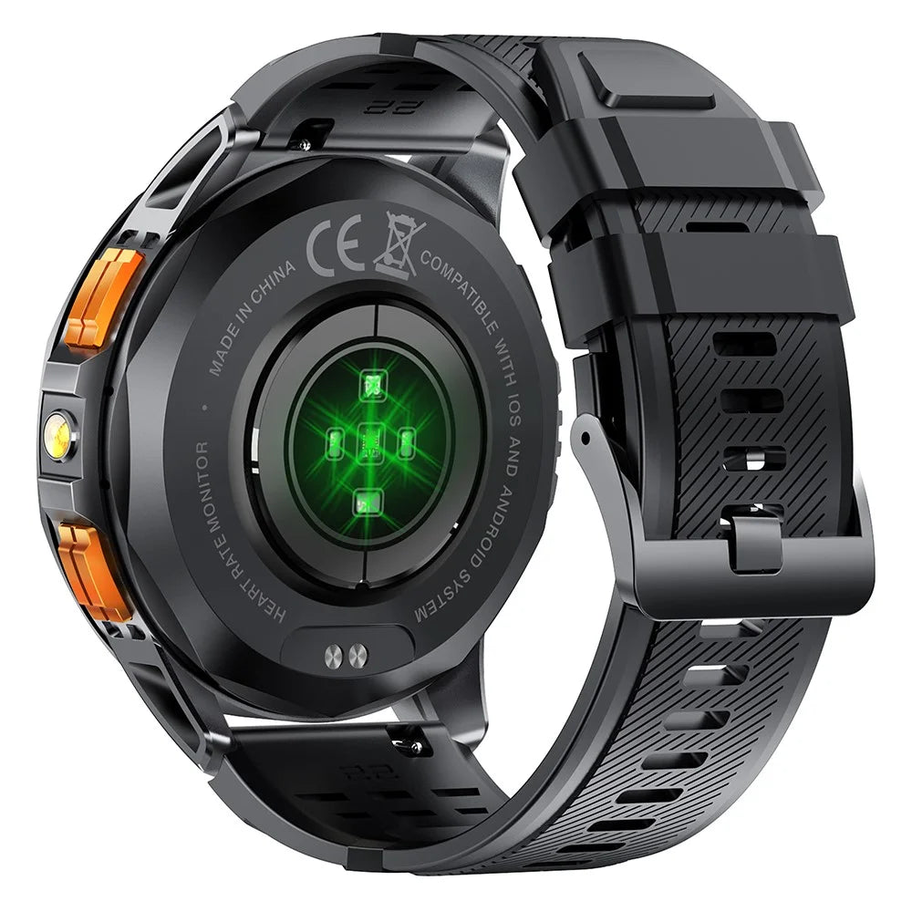K67 GPS Smart Watch with Flashlight 1.43-inch AMOLED Screen Fitness Tracker Support Compass - Black - 3