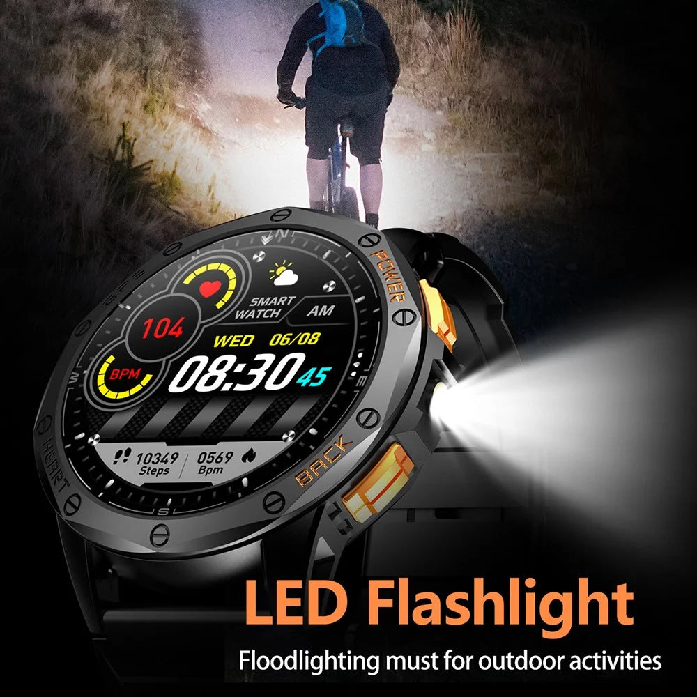 K67 GPS Smart Watch with Flashlight 1.43-inch AMOLED Screen Fitness Tracker Support Compass - Black - 4