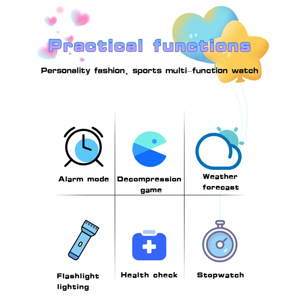 G26 Multi-function Children Smart Watch Weather Forecast Sports Bracelet with Alarm and Flashlight - Pink - 3