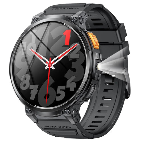 K66 1.85-inch IPS Screen Heart Rate Monitor Bluetooth-compatible Calling Sports Smart Watch with Flashlight - Black - 1