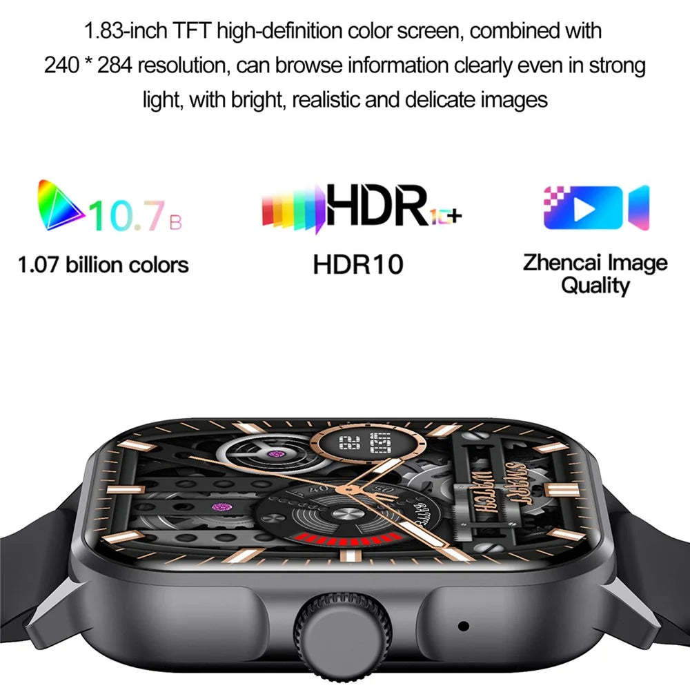 ZW36A 1.83-inch Touch Screen Smart Watch with Encoder Dafit App Health Monitoring Waterproof Sports Watch - Black - 4