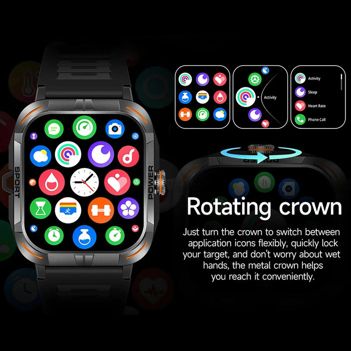 ZW69 AMOLED Screen Smart Watch Dafit App Health Monitor Waterproof Sports Watch with Flashlight - Black - 6