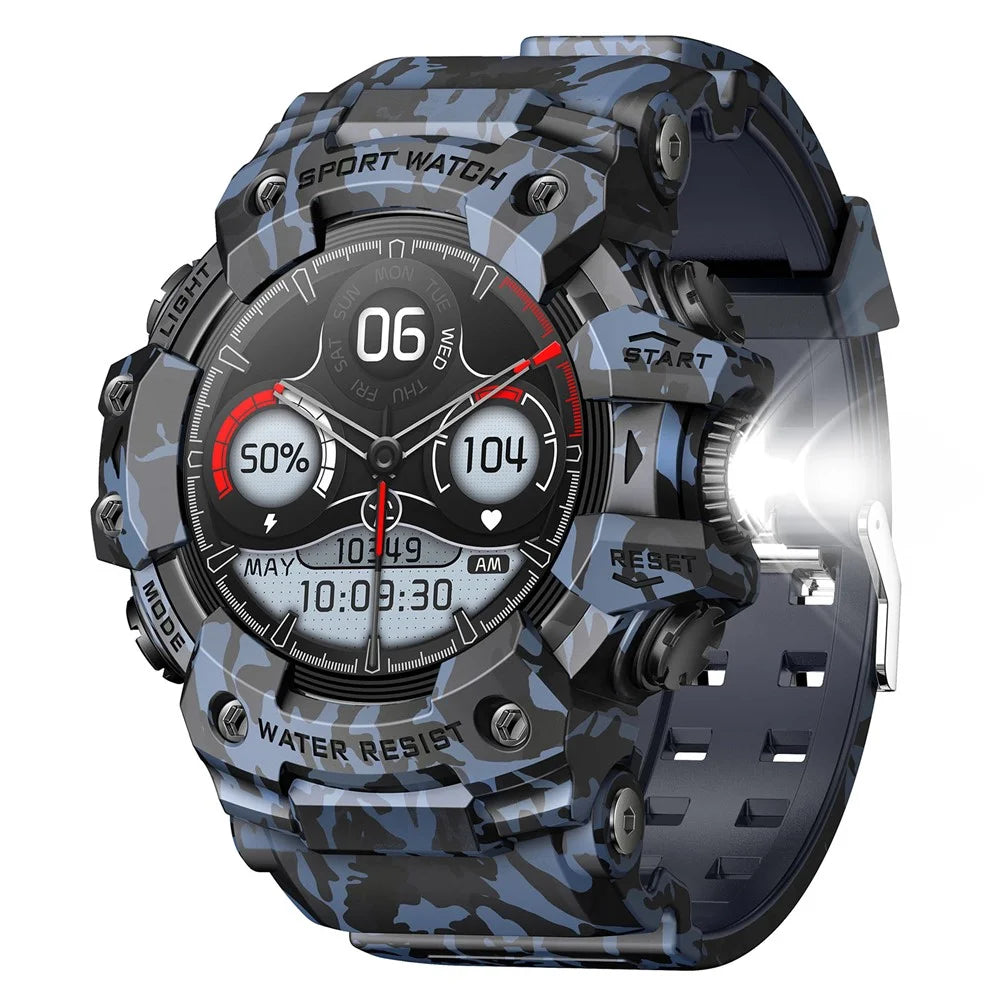 LC21 1.32-inch Bluetooth-compatible Calling Smart Watch Flashlight Compass SOS Health Monitoring Sports Watch - Camouflage Blue - 1