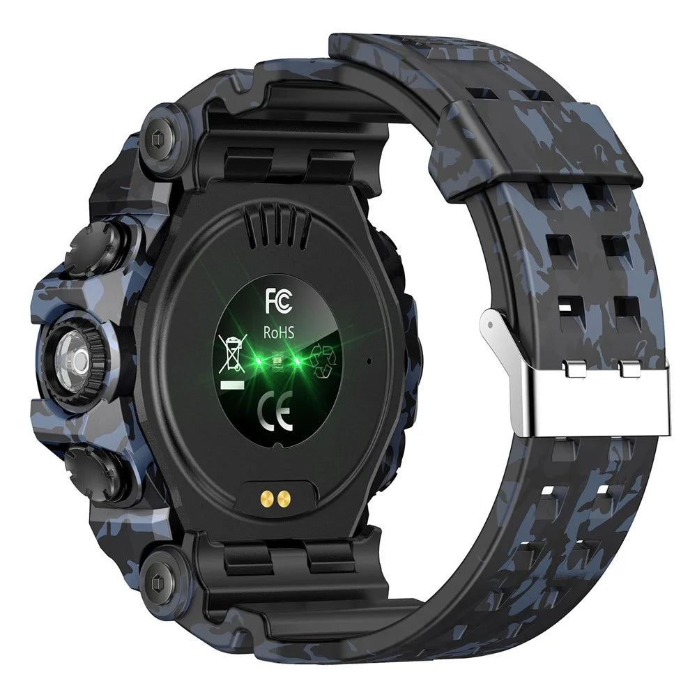 LC21 1.32-inch Bluetooth-compatible Calling Smart Watch Flashlight Compass SOS Health Monitoring Sports Watch - Camouflage Blue - 2