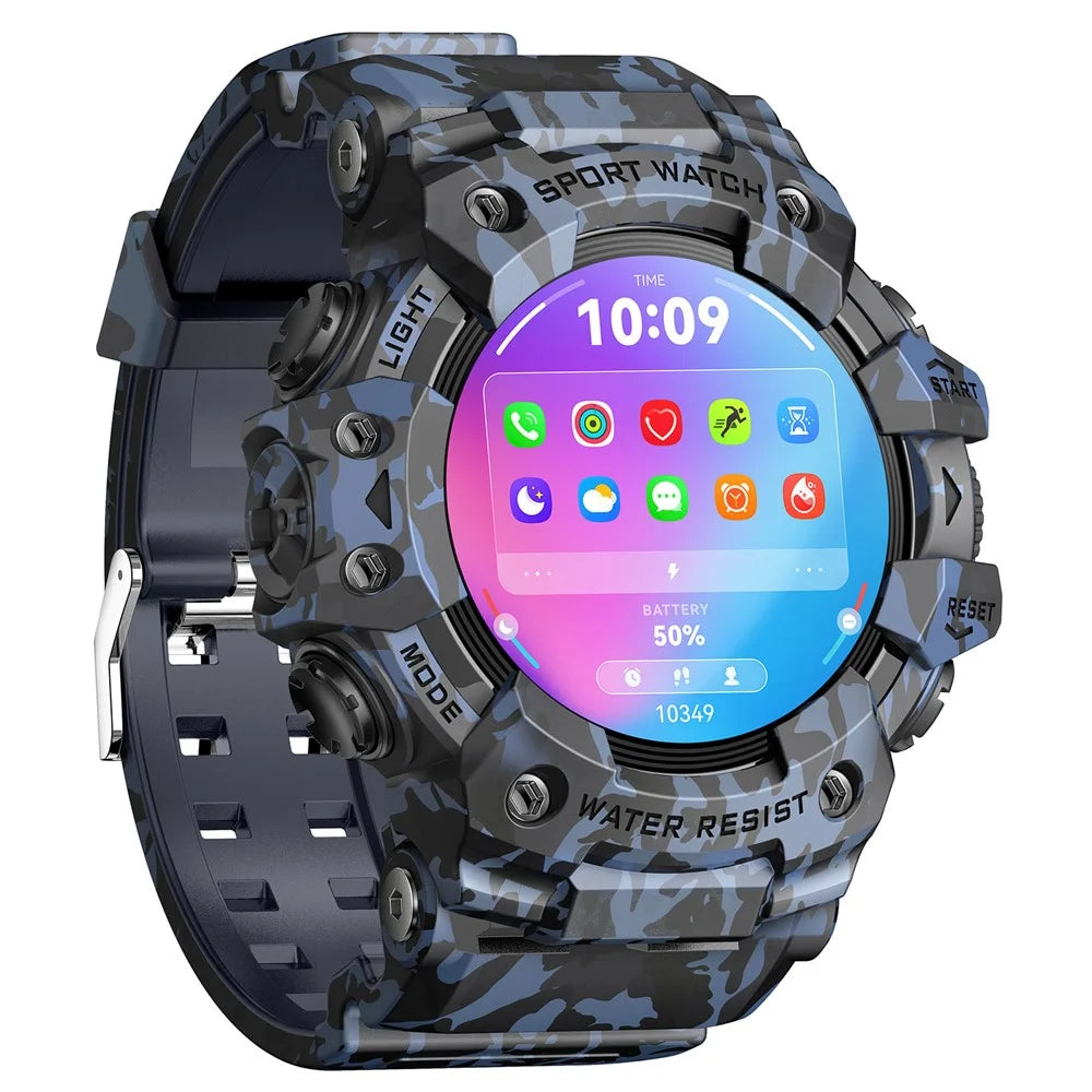 LC21 1.32-inch Bluetooth-compatible Calling Smart Watch Flashlight Compass SOS Health Monitoring Sports Watch - Camouflage Blue - 3