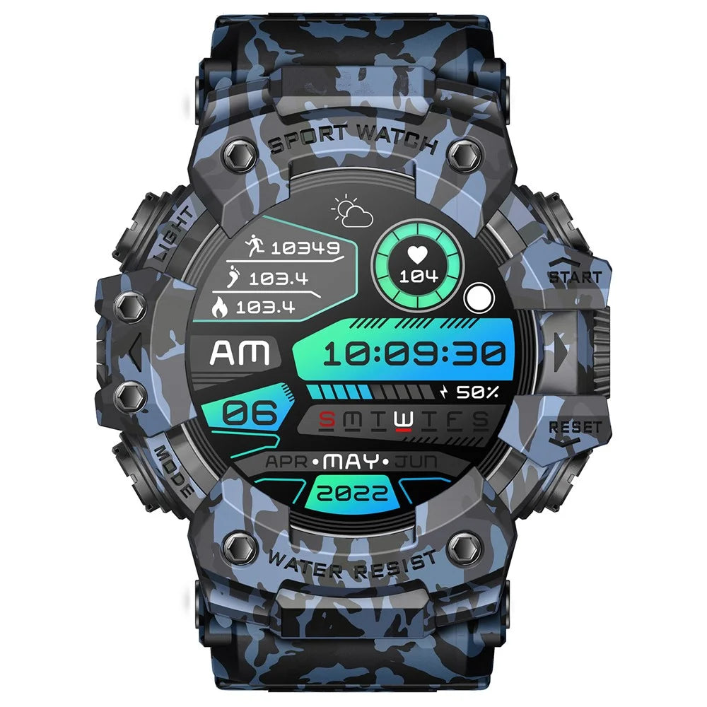 LC21 1.32-inch Bluetooth-compatible Calling Smart Watch Flashlight Compass SOS Health Monitoring Sports Watch - Camouflage Blue - 4