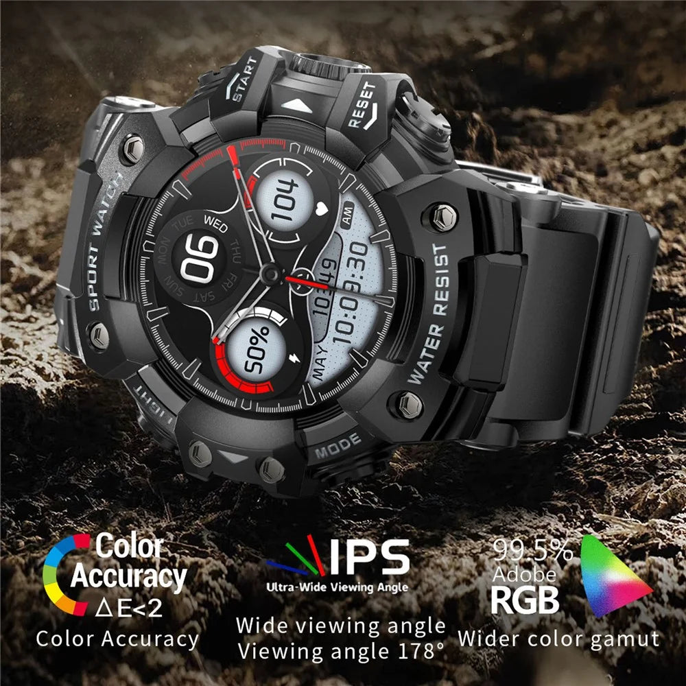 LC21 1.32-inch Bluetooth-compatible Calling Smart Watch Flashlight Compass SOS Health Monitoring Sports Watch - Camouflage Blue - 6