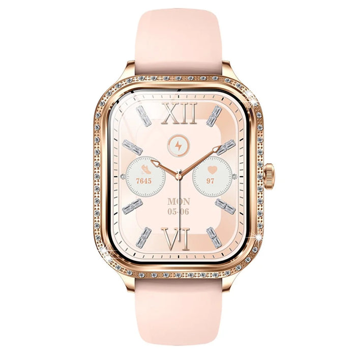 MK88 Silicone Strap 1.75-inch Women Rhinestones Smart Watch Bluetooth-compatible Calling Fitness Tracker Smart Bracelet - Gold - 3
