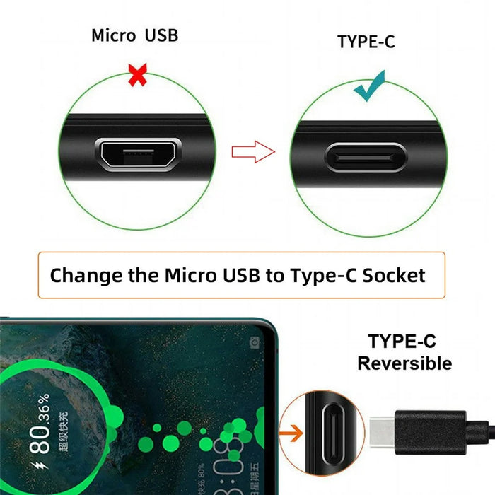 CN-032 10Pcs / Set DIY Solder Type-C Female Socket Connector Replace for Micro-USB 5Pin Female - 6