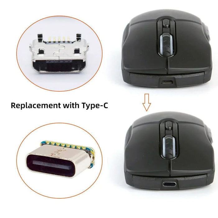 CN-032 10Pcs / Set DIY Solder Type-C Female Socket Connector Replace for Micro-USB 5Pin Female - 7