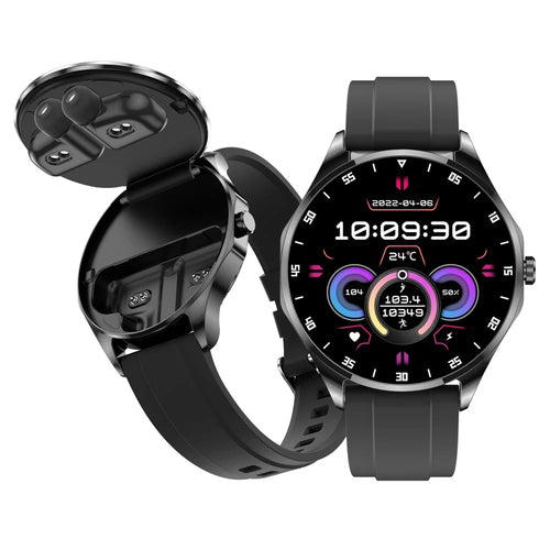 X20 2-in-1 Bluetooth-compatible TWS Earphone Health Monitoring 1.43-inch AMOLED Screen Smart Watch - Black - 1