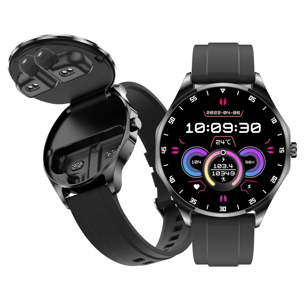 X20 2-in-1 Bluetooth-compatible TWS Earphone Health Monitoring 1.43-inch AMOLED Screen Smart Watch - Black - 1