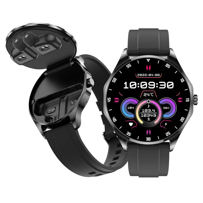 X20 2-in-1 Bluetooth-compatible TWS Earphone Health Monitoring 1.43-inch AMOLED Screen Smart Watch - Black - 1