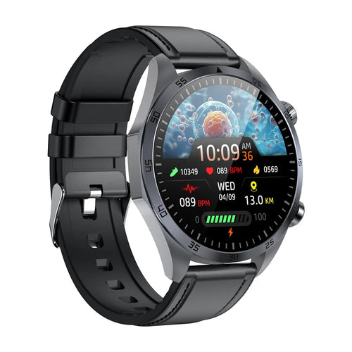 TK29 Leather Strap AMOLED Screen Smart Watch Sleep Health Monitoring Sports Watch - Black - 1