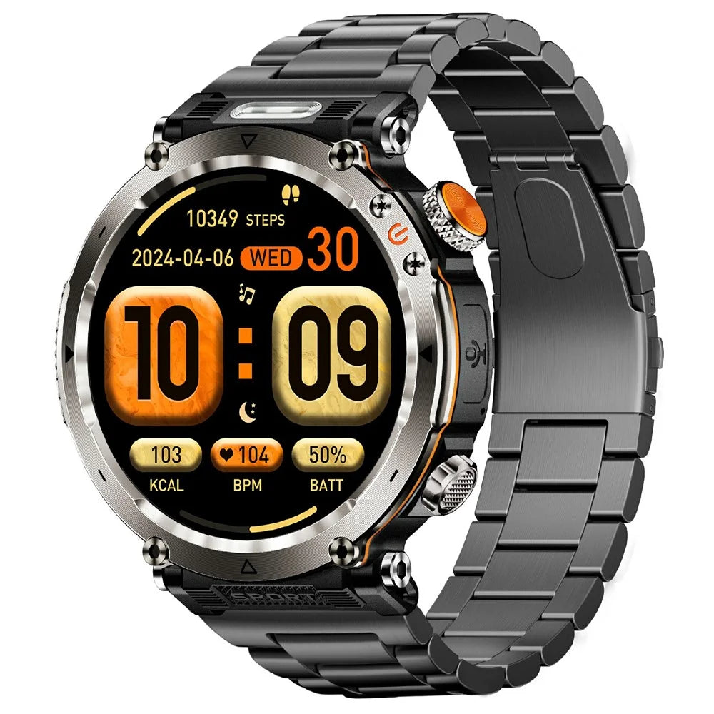 HT30 Steel Strap 1.7-inch Smart Watch Health Monitoring Money Detector Light Compass Sports Watch - 1