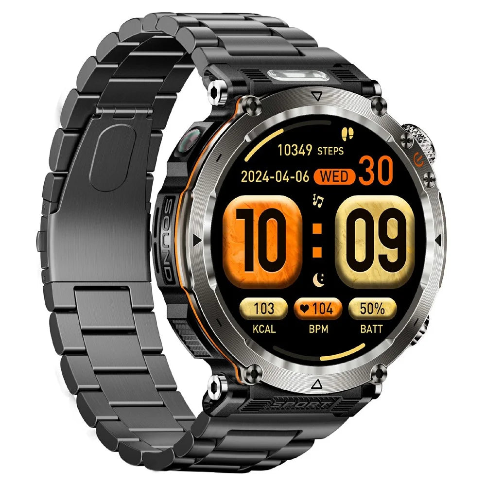 HT30 Steel Strap 1.7-inch Smart Watch Health Monitoring Money Detector Light Compass Sports Watch - 3