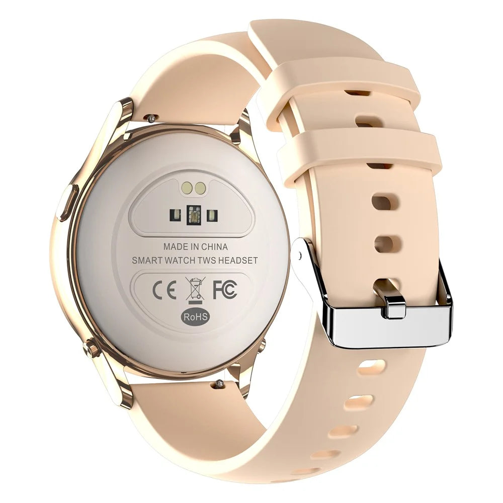 X17 Women TWS Earphones Smart Watch 2 in 1 Bluetooth-compatible Call Music Heart Rate Monitoring Watch - Gold - 2