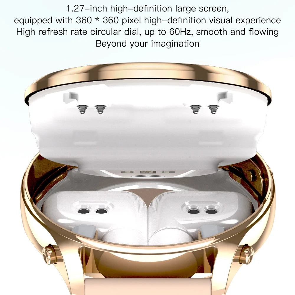 X17 Women TWS Earphones Smart Watch 2 in 1 Bluetooth-compatible Call Music Heart Rate Monitoring Watch - Gold - 7