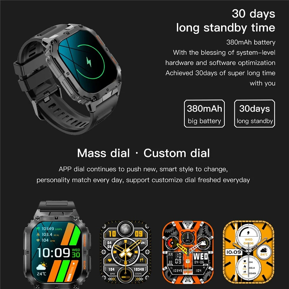 K61Pro 1.96-inch AMOLED Screen Smart Watch Health Monitoring Bluetooth-compatible Call Sports Tracking Watch - Black - 5