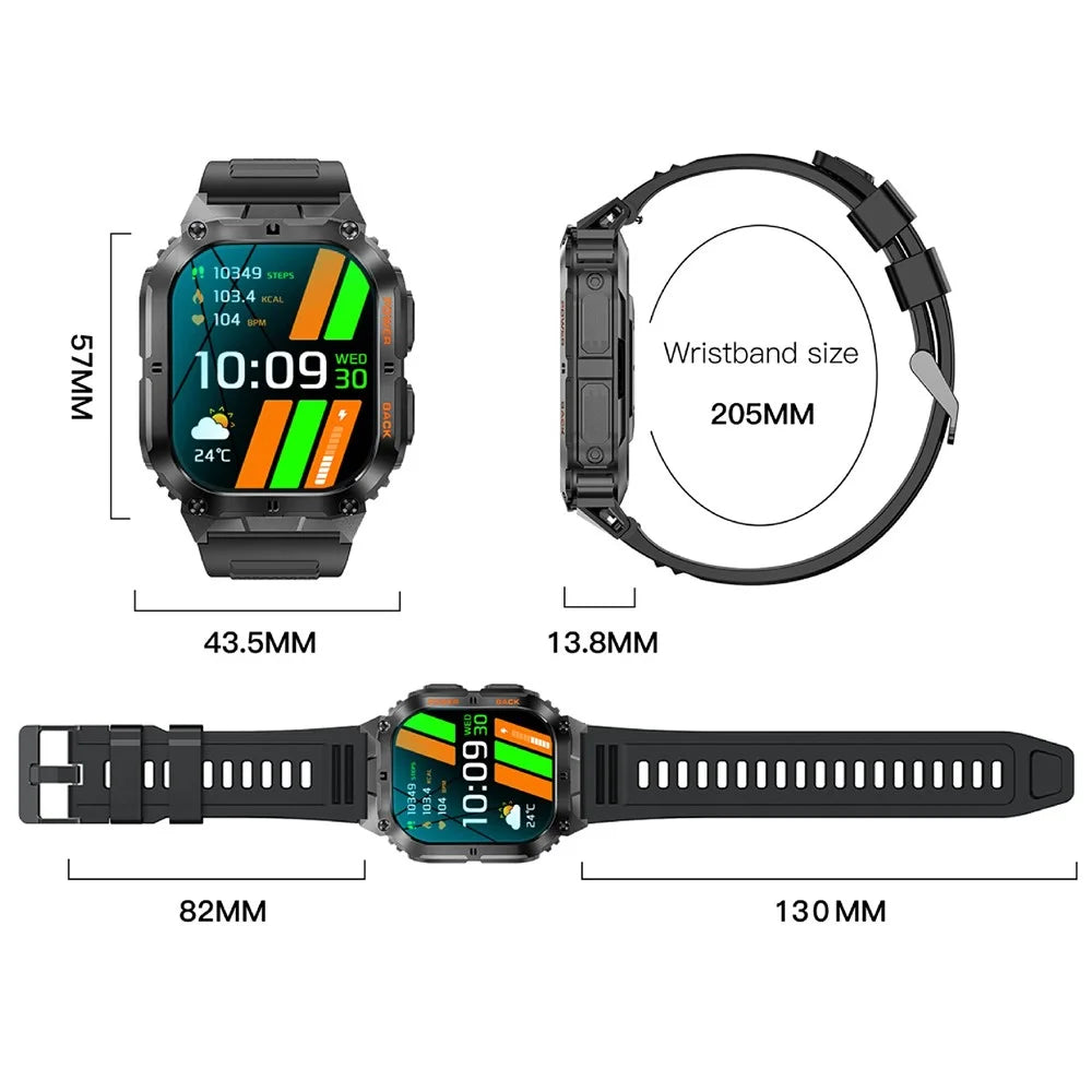 K61Pro 1.96-inch AMOLED Screen Smart Watch Health Monitoring Bluetooth-compatible Call Sports Tracking Watch - Black - 7