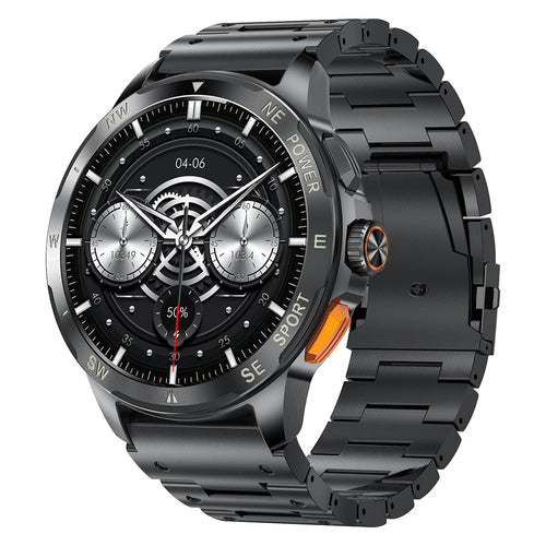 AK77 Steel Strap 1.43-inch AMOLED Smart Watch Sleep Health Monitoring Bluetooth-compatible Call Sports Watch - Black - 1