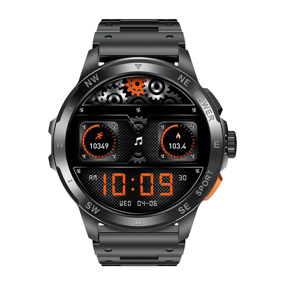 AK77 Steel Strap 1.43-inch AMOLED Smart Watch Sleep Health Monitoring Bluetooth-compatible Call Sports Watch - Black - 2