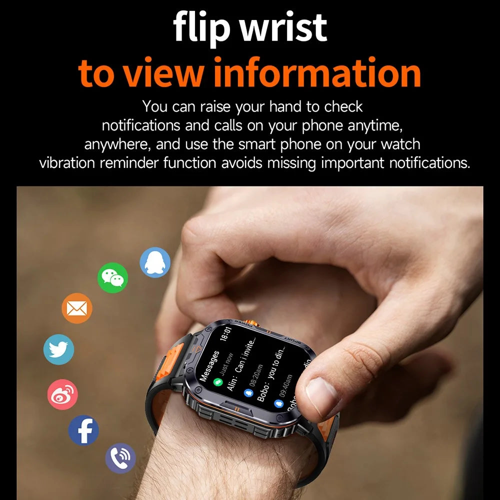 NX20 Health Monitoring Smart Watch with Tactical Flashlight Voice Assistant Sports Watch - Black - 7