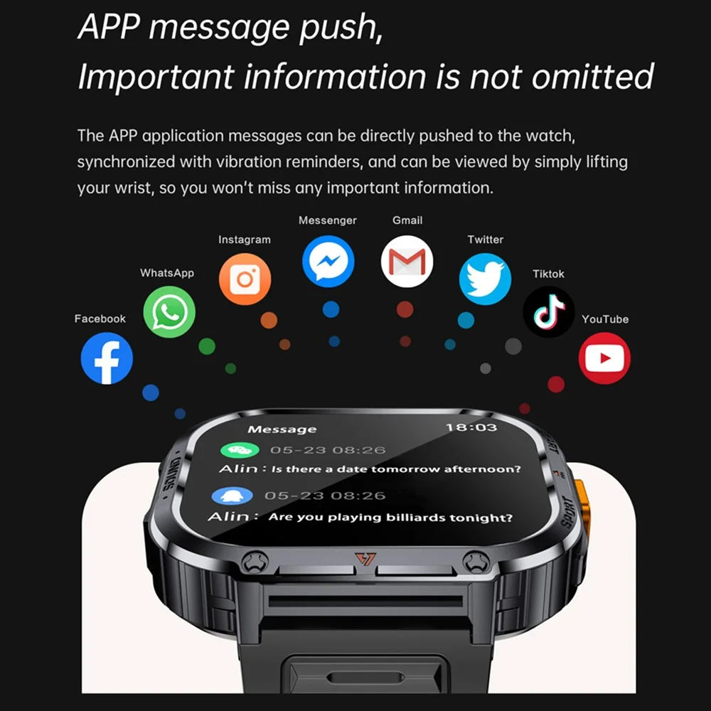 NX23 Fitness Tracker 2.0-inch Touch Screen Bluetooth-compatible Calling Health Monitoring Smart Watch - Black - 6