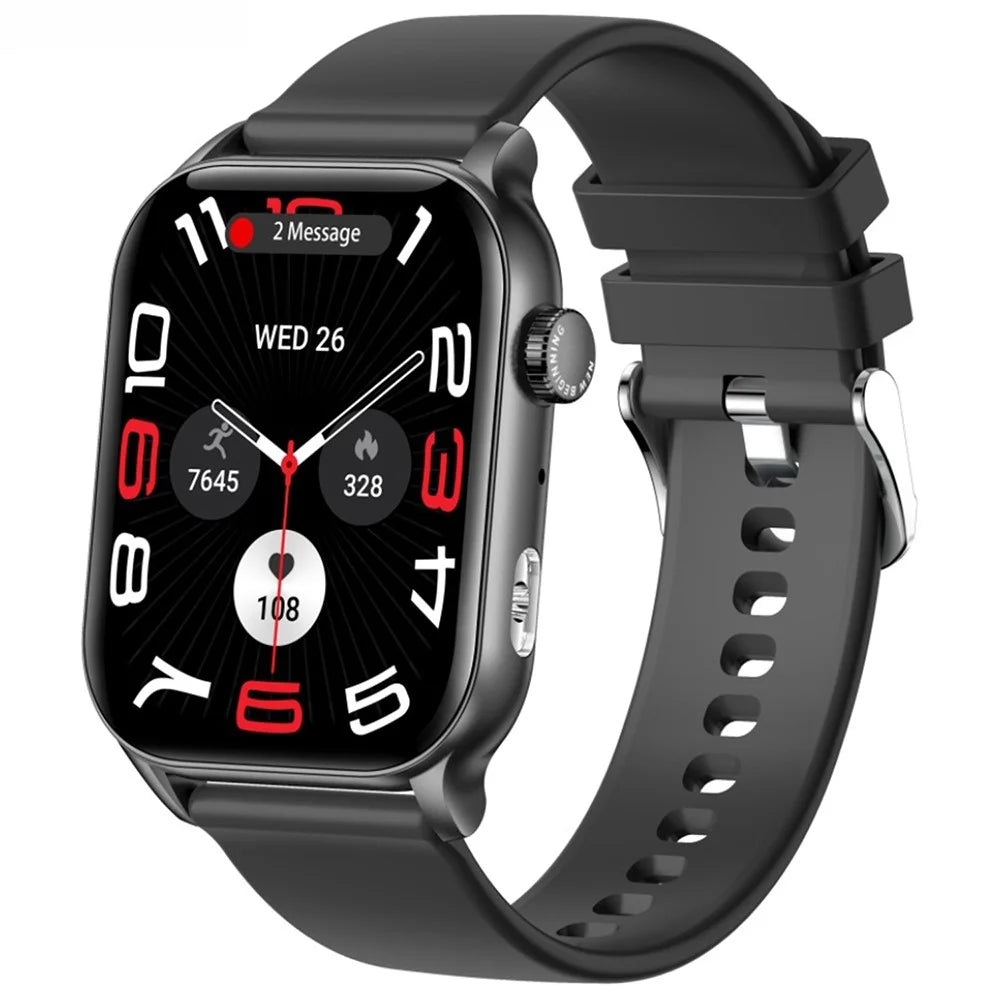 KR86 1.95-inch AMOLED Screen Smart Watch Health Monitoring Sports Watch Support Bluetooth-compatible Call - Black+Silicone Strap - 1