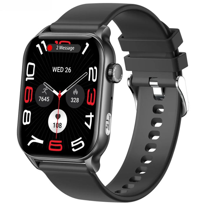 KR86 1.95-inch AMOLED Screen Smart Watch Health Monitoring Sports Watch Support Bluetooth-compatible Call - Black+Silicone Strap - 1