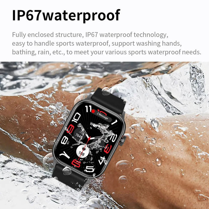 KR86 1.95-inch AMOLED Screen Smart Watch Health Monitoring Sports Watch Support Bluetooth-compatible Call - Black+Silicone Strap - 6