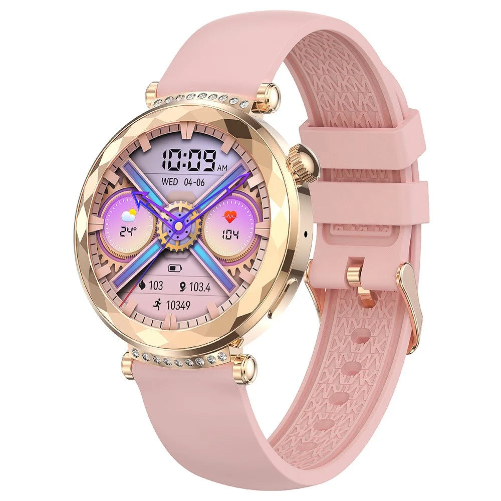 HK88 1.19-inch Heart Rate Monitor NFC Smart Watch Menstrual Cycle Tracker for Women, Silicone Strap - Gold - 1