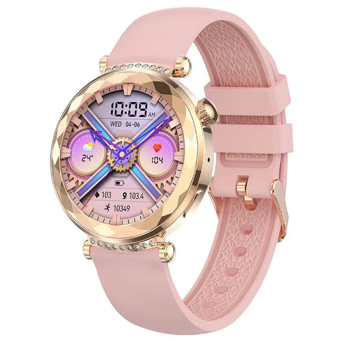 HK88 1.19-inch Heart Rate Monitor NFC Smart Watch Menstrual Cycle Tracker for Women, Silicone Strap - Gold - 1