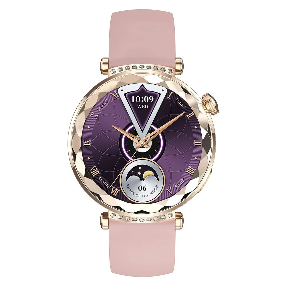 HK88 1.19-inch Heart Rate Monitor NFC Smart Watch Menstrual Cycle Tracker for Women, Silicone Strap - Gold - 2