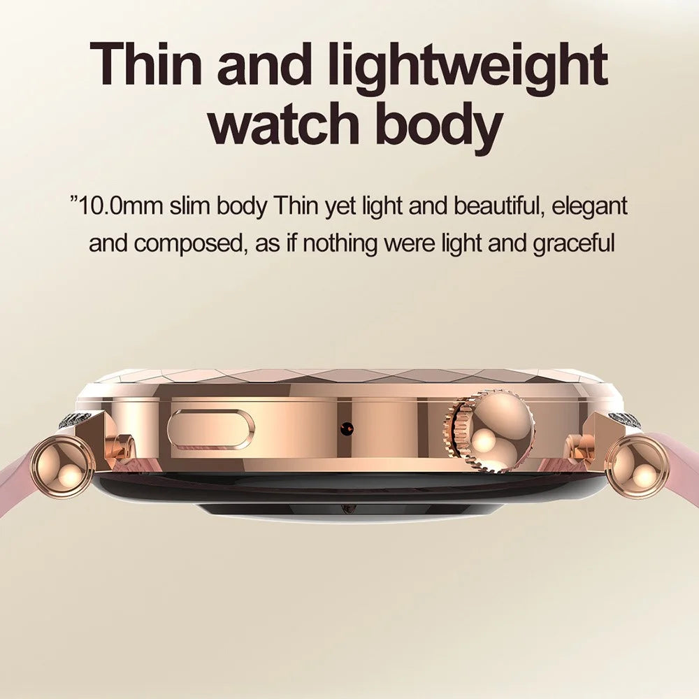 HK88 1.19-inch Heart Rate Monitor NFC Smart Watch Menstrual Cycle Tracker for Women, Silicone Strap - Gold - 5
