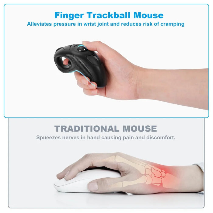 Y-10W Wireless USB Handheld Finger Trackball Mouse with Laser Pointer for Left / Right Hand (No Battery) - 3