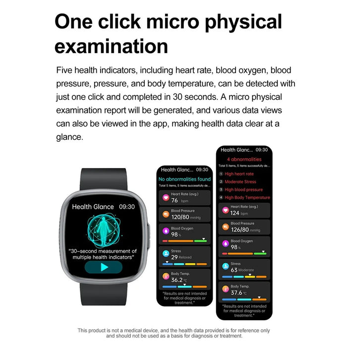 ET593 ECG Bluetooth-compatible Call Sports Watch Body Temperature Health Monitoring Smart Watch - Black - 5