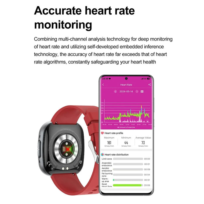 ET593 ECG Bluetooth-compatible Call Sports Watch Body Temperature Health Monitoring Smart Watch - Black - 6